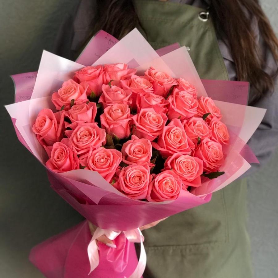 Розовые розы 50 см 25 шт. (Россия) артикул: 350020