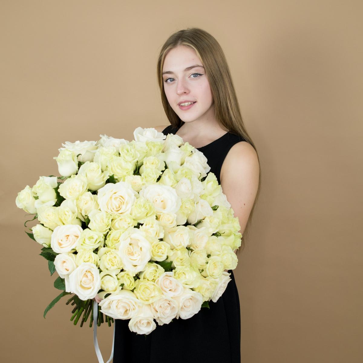 Букеты из белых роз 40 см (Эквадор) (Артикул  688)