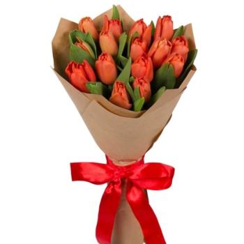 Букет красных тюльпанов 15 шт код товара  149296