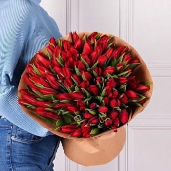 Красные тюльпаны 101 шт артикул - 149468